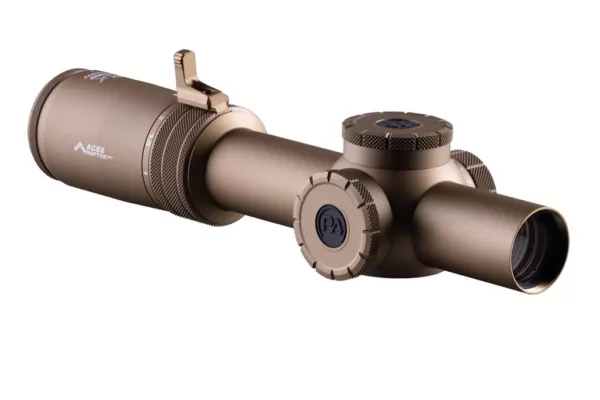 Primary Arms PLxC Compact 1-8x šautuvo optinis taikiklis FDE su pirmojo židinio plokštumos tinkleliais.