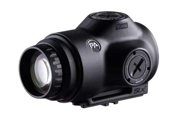 Primary Arms Slx 3x red dot magnifier from right view.